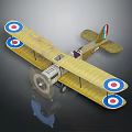Yellow Biplane Model With Blue White Red Wing Roundels And Propeller Details