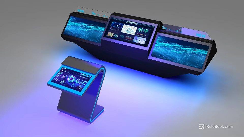 Modern Public Facilities Featuring Smart Interactive Touch Screens And Information Displays 3d model 