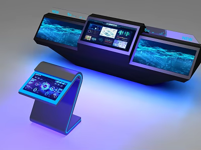Modern Public Facilities Featuring Smart Interactive Touch Screens And Information Displays 3d model