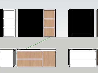Bathroom Combination Interior Design With Wooden Vanity Units And Storage Cabinets 3d model