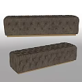 Elegant Tufted Brown Sofa Bench with Golden Base and Velvet Fabric