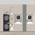 Modern Laundry Room Interior With Washer Dryer Sink And Storage Cabinets