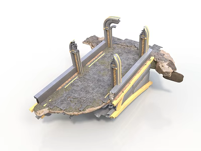 Construction Structural Component With Concrete Base Metal Frame And Pillars 3d model