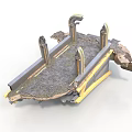 Construction Structural Component With Concrete Base Metal Frame And Pillars
