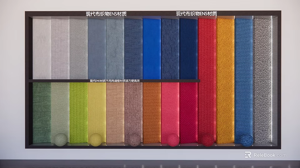 Modern Textured Wall Covering Sample Color Swatches Featuring Various Colors And Materials 3d model 