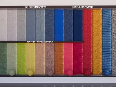 Modern Textured Wall Covering Sample Color Swatches Featuring Various Colors And Materials 3d model