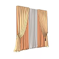 Elegant Gold And Silver Curtains Pleated Design With Tied Back Details For Home Interior Decor