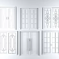 Various Design Sliding Doors With Glass Patterns And Frame Styles 3d model