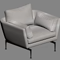 Modern White Single Sofa With Soft Plush Cushions And Black Metal Legs Design