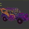 Purple and orange off road car with unique flame pattern and stylish exterior design