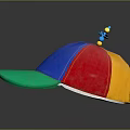 Vibrant Patchwork Hat With Propeller On Top And Multicolored Panels