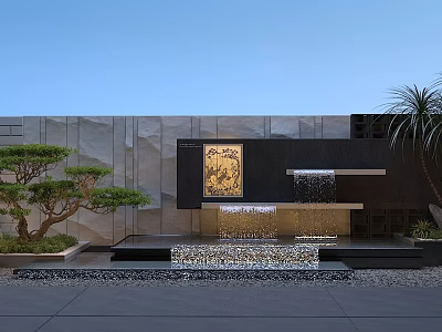 modern waterscape wall 3d model