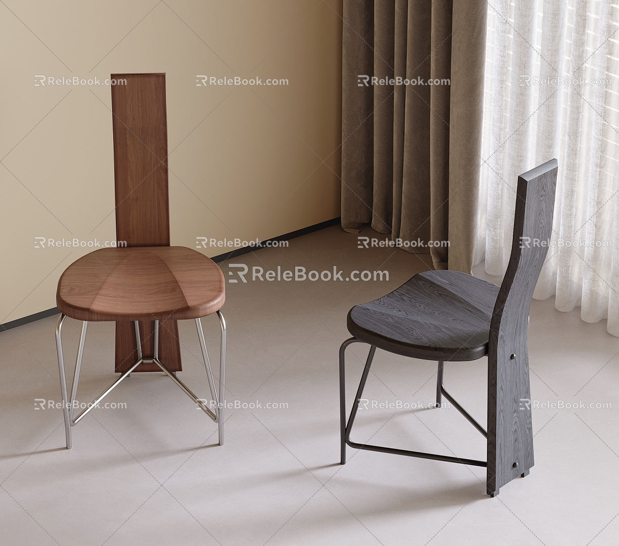 Dining Chair Single Chair Leisure Chair 3d model