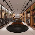 Modern Clothing Store Interior With Display Racks Clothes Bags Shoes And Chandelier