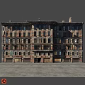 Old Multi Storey Building Facade With Worn Bricks Windows And Balconies