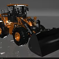 Yellow And Black Hyundai Wheel Loader With Large Bucket Heavy Tires And Orange Rims