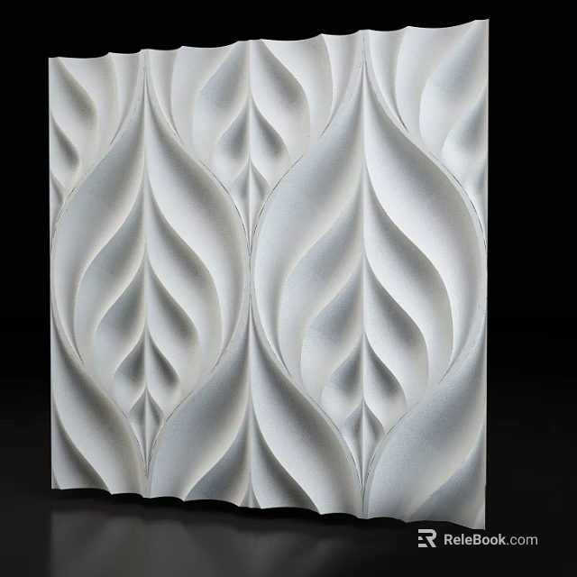 Modern 3D Textured White Wall Panel With Leaf Pattern And Contemporary Design 3d model