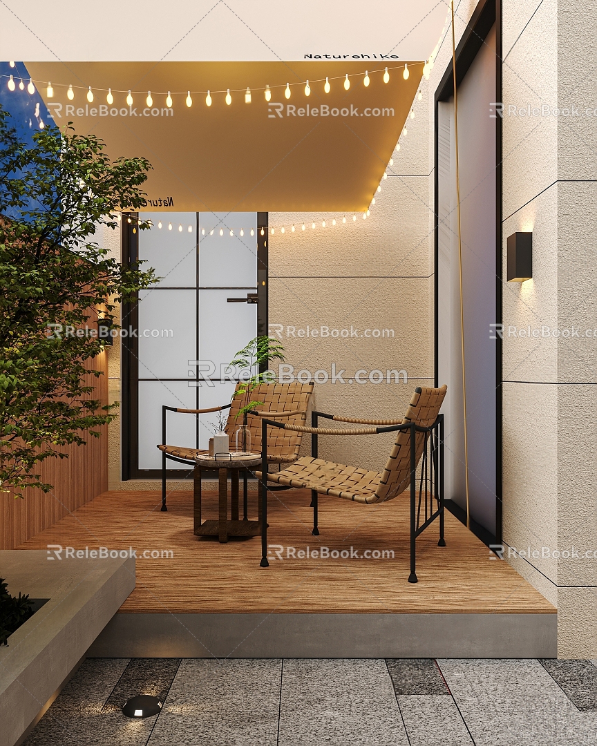 Modern Courtyard Home Courtyard 3d model