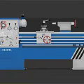 Blue Lathe Machine With Control Panel And Metal Working Bed 3d model