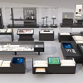 Museum Exhibition Showcases With Various Glass Display Cases And Artifact Exhibits