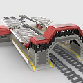 Building Blocks Train Station Platform With Rail Tracks Red Roof And Multiple Platform Structures 3d model
