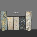 Luxurious Minotli Background Wall Panels With Golden Blue Beige Textures And Decorative Spheres