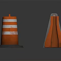 Essential Road Safety Facilities With Traffic Cones Barriers Warning Posts And Reflective Strips 3d model