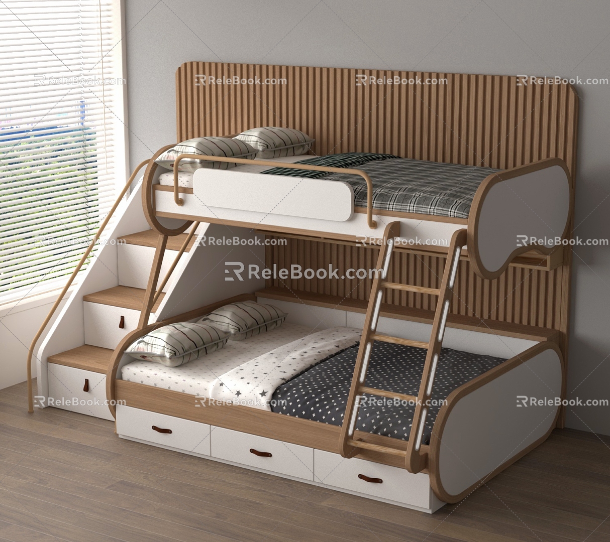 Modern Bed High and Low Bed Modern Bed High and Low Bed Bunk Bed Bunk Bed 3d model