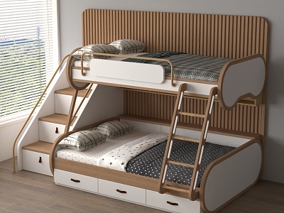 Modern Bed High and Low Bed Modern Bed High and Low Bed Bunk Bed Bunk Bed 3d model