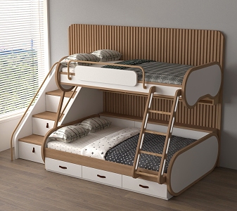 Modern Bed High and Low Bed Modern Bed High and Low Bed Bunk Bed Bunk Bed 3d model