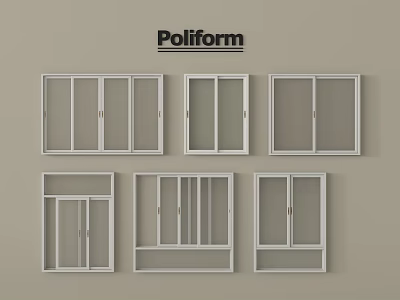 Poliform Modern Window Collection Featuring Various Panel Designs And Frames 3d model