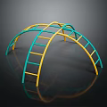 Outdoor Sports Equipment Climbing Frame With Yellow Teal Arched Design And Ladders