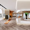 Modern Clothing Store Interior With Green Plant Arched Window And Clothing Displays