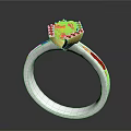 Elegant Silver Ring With Yellow Floral Gemstone Diamond Accents And Enamel Stripes