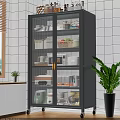 Modern Kitchen Sideboard With Glass Doors Storage For Dinnerware And Small Appliances
