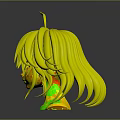 Female Head Model With White Short Hair Red Eyeshadow Green Eyes And Blushing Cheeks
