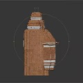 Red Brick Building Component With Symmetric Columns Arched Opening Metal Rods And Brackets