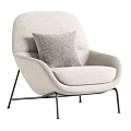 Modern Soft Upholstered Leisure Chair With Metal Legs Matching Pillow And Various Optional Neutral Colors