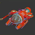 Advanced Red Water Vehicle with Transparent Cockpit Mechanical Arm and F001 Model