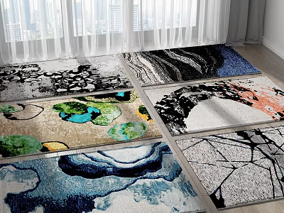 Stylish Square Rugs With Abstract Patterns And Vibrant Colors For Home Decor 3d model