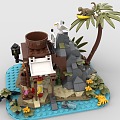 Lego LEGO Toy Blocks Island Pirate Coconut Tree Treasure Base Shipwreck 3d model