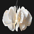 Modern Flower Shaped Chandelier With White Petals And Golden Dots Decorative Design