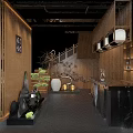 Warm Wooden Restaurant Interior With Dining Tables Chairs Bar Counter And Large Windows