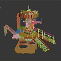 Detailed Copper Architectural Model Design With Intricate Structure Staircases Platforms And Railings