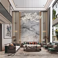 Luxurious Duplex Living Room With Art Wall And Elegant Decor