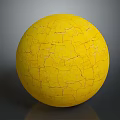 Yellow Sphere With Cracks And Rough Surface Texture On Gray Background 3d model
