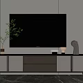 Modern TV Stand With Drawers Cabinets Wall Mounted TV Plant And Decorative Items