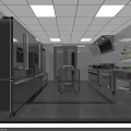 Practical Commercial Kitchen Interior With Stainless Steel Worktables Range Hood Shelves And Fresh Ingredients