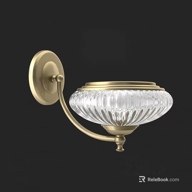 Elegant Brass Wall Sconce With Clear Glass Shade And Classic Design For Interior Decoration 3d model 