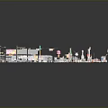 Colorful 3D Scene Components Collection With Street Lights Food Models And Traffic Signs